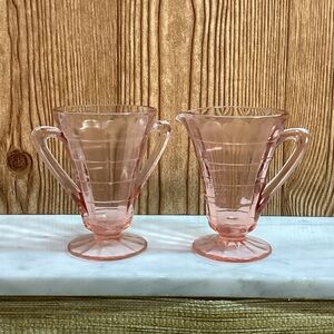 Vintage Pink Depression Glass Creamer and Sugar Set